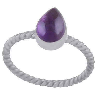 Beautiful Twisted Shank Around Amethyst Pear Shape 925 Sterling Solid Silver Ring - R3402968-1