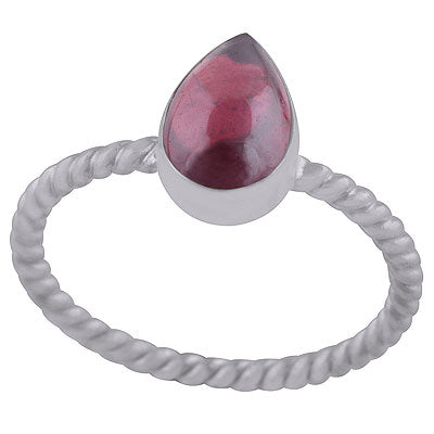 Beautiful Twisted Shank Around Garnet Pear Shape 925 Sterling Solid Silver Ring - R3402968-2