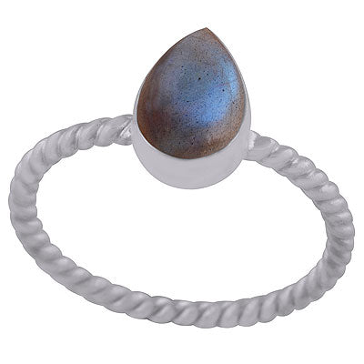 Beautiful Twisted Shank Around Labradorite Pear Shape 925 Sterling Solid Silver Ring - R3402968-5