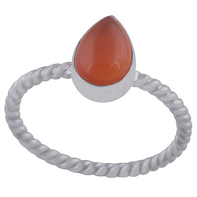 Beautiful Twisted Shank Around Carnelian Pear Shape 925 Sterling Solid Silver Ring - R3402968-7