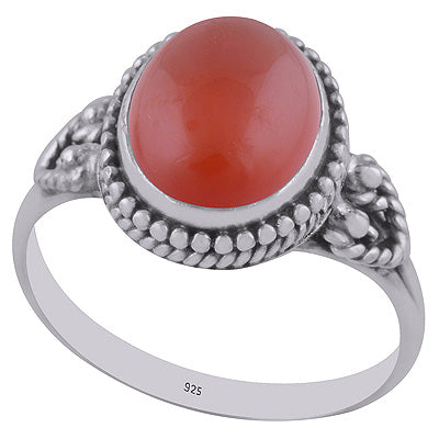 Authentic Handwork Around Carnelian Oval Shape 925 Sterling Solid Silver Ring - R3402973-6