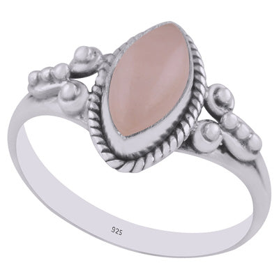 Beautiful Rawa Work Around Rose Quartz Marquise Shape 925 Sterling Solid Silver Ring - R3402974-14