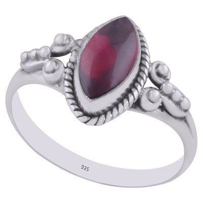 Beautiful Rawa Work Around Garnet Marquise Shape 925 Sterling Solid Silver Ring - R3402974-2