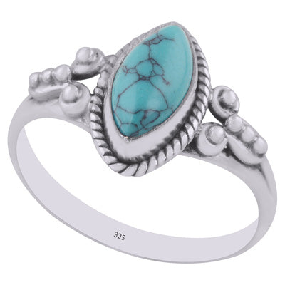 Beautiful Rawa Work Around Turquoise Marquise Shape 925 Sterling Solid Silver Ring - R3402974-3