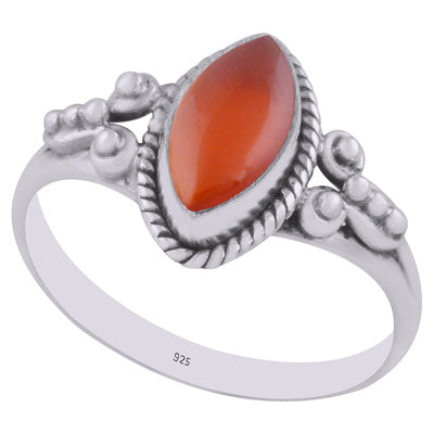 Beautiful Rawa Work Around Carnelian Marquise Shape 925 Sterling Solid Silver Ring - R3402974-7