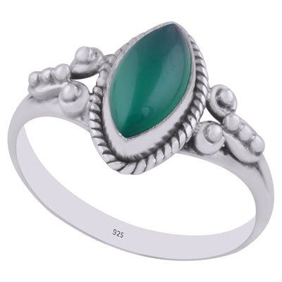 Beautiful Rawa Work Around Green Onyx Marquise Shape 925 Sterling Solid Silver Ring - R3402974-8