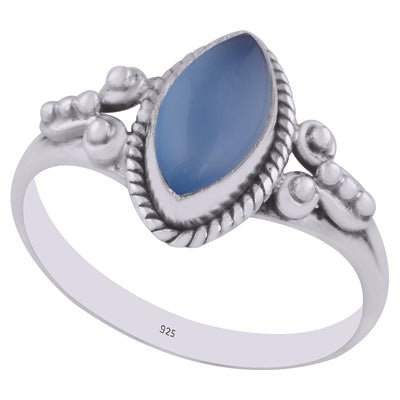 Beautiful Rawa Work Around Blue Chalcedony Marquise Shape 925 Sterling Solid Silver Ring - R3402974-9