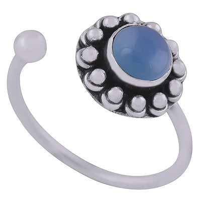 Gorgeous Rawa Around Blue Chalcedony Round Shape 925 Sterling Solid Silver Ring - R3402975-7