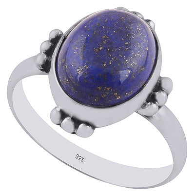 Minimal Rawa Work Around Lapis Oval Shape 925 Sterling Solid Silver Ring - R3402978-5