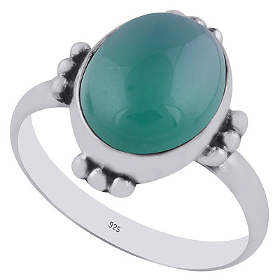 Minimal Rawa Work Around Green Onyx Oval Shape 925 Sterling Solid Silver Ring - R3402978-6