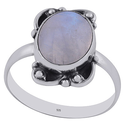 Beautiful Handwork Around Rainbow Moonstone Oval Shape 925 Sterling Solid Silver Ring - R3402979-4