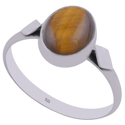 Beautiful Work Around Tiger's Eye Oval Shape 925 Sterling Solid Silver Ring - R3402992-12