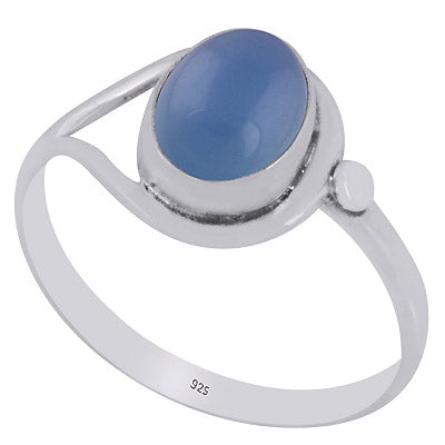 Stunning Split Shank Around Blue Chalcedony Oval Shape 925 Sterling Solid Silver Ring - R3402993-9