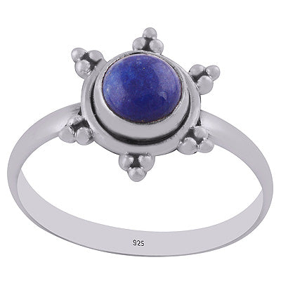 Gorgeous Rawa Work Around Lapis Round Shape 925 Sterling Solid Silver Ring - R3402994-6