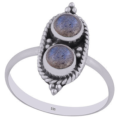Stunning Textured Wire Around Labradorite Round Shape 925 Sterling Solid Silver Ring - R3402996-5