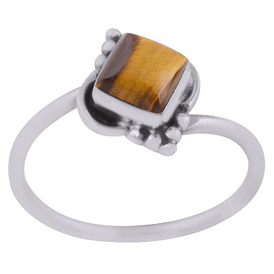Beautiful Handwork Around Tiger's Eye Rhombus Shape 925 Sterling Solid Silver Ring - R3403001-10