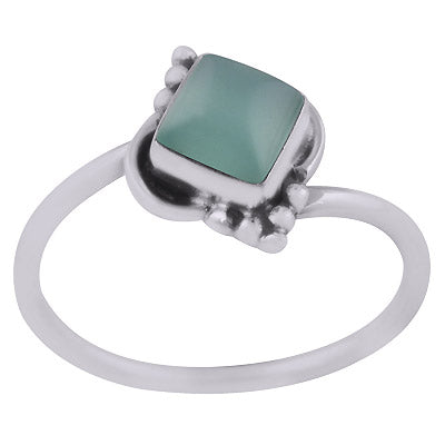 Beautiful Handwork Around Aqua Chalcedony Rhombus Shape 925 Sterling Solid Silver Ring - R3403001-9