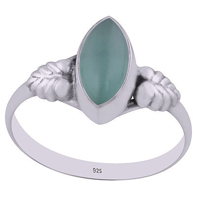 Gorgeous Textured Leaf Around Aqua Chalcedony Marquise Shape 925 Sterling Solid Silver Ring - R3403003-10
