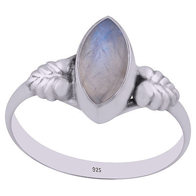 Gorgeous Textured Leaf Around Rainbow Moonstone Marquise Shape 925 Sterling Solid Silver Ring - R3403003-4