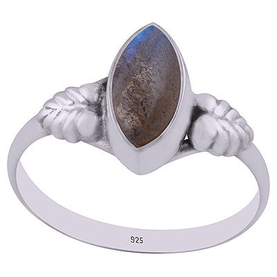 Gorgeous Textured Leaf Around Labradorite Marquise Shape 925 Sterling Solid Silver Ring - R3403003-5