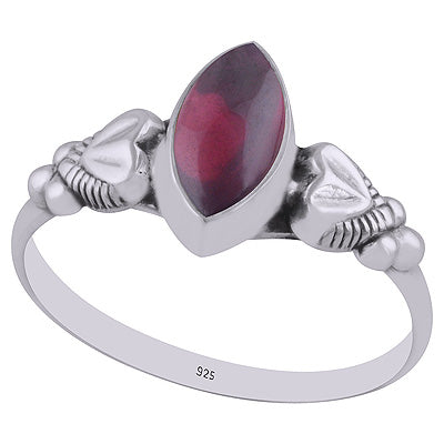 Beautiful Handcrafted Heart Around Garnet Marquise Shape 925 Sterling Solid Silver Ring - R3403004-2