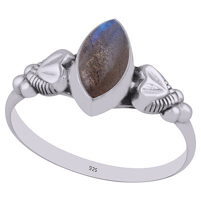 Beautiful Handcrafted Heart Around Labradorite Marquise Shape 925 Sterling Solid Silver Ring - R3403004-5