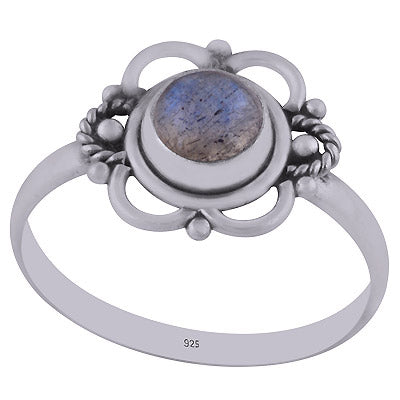 Stunning Handwork Around Labradorite Round Shape 925 Sterling Solid Silver Ring - R3403006-5