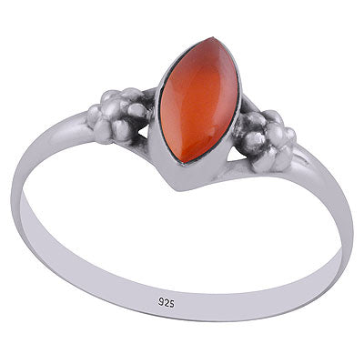 Beautiful Rawa Work Around Carnelian Marquise Shape 925 Sterling Solid Silver Ring - R3403007-6
