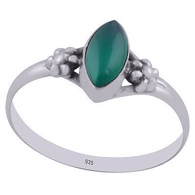 Beautiful Rawa Work Around Green Onyx Marquise Shape 925 Sterling Solid Silver Ring - R3403007-7