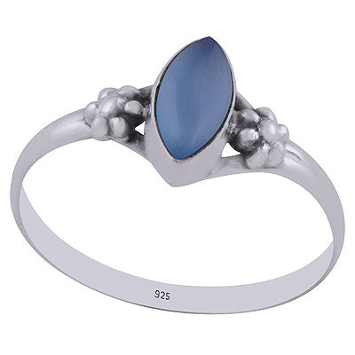 Beautiful Rawa Work Around Blue Chalcedony Marquise Shape 925 Sterling Solid Silver Ring - R3403007-8