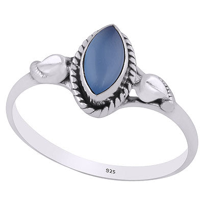 Beautiful Handcrafted work Around Blue Chalcedony Marquise Shape 925 Sterling Solid Silver Ring - R3403013-28