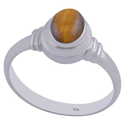 Beautiful Gemstone Tiger's Eye Oval Shape 925 Sterling Solid Silver Ring - R3403015-8