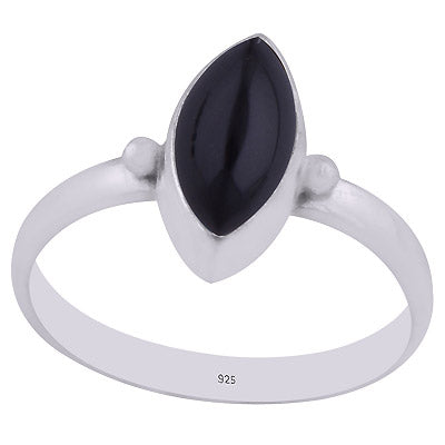 Alluring Minimal Rawa Work Around Black Onyx Marquise Shape 925 Sterling Solid Silver Ring - R3403016-13