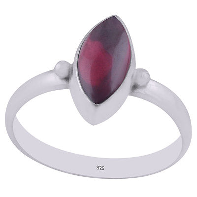 Alluring Minimal Rawa Work Around Garnet Marquise Shape 925 Sterling Solid Silver Ring - R3403016-2
