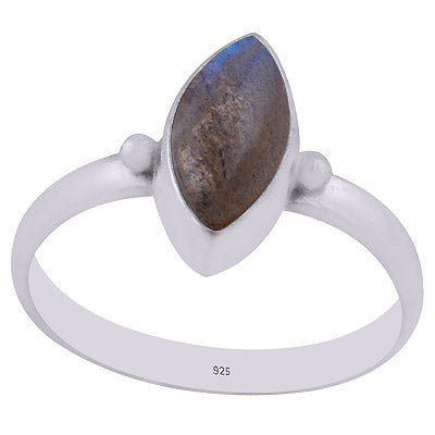 Alluring Minimal Rawa Work Around Labradorite Marquise Shape 925 Sterling Solid Silver Ring - R3403016-5