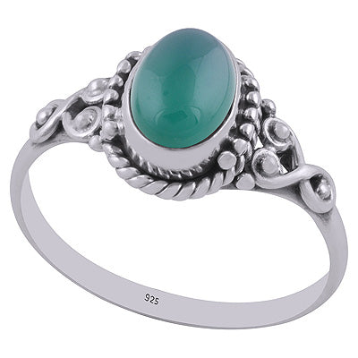 Gorgeous Rawa & Wire Work Around Green Onyx Oval Shape 925 Sterling Solid Silver Ring - R3403017-7