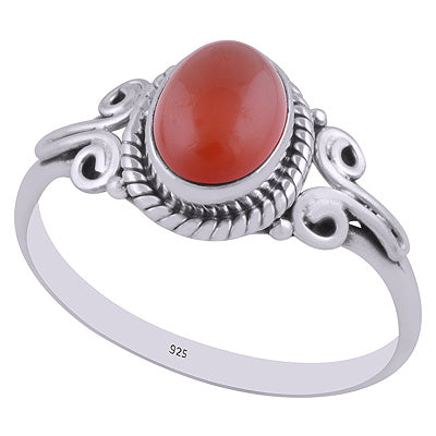 Stunning Handcrafted Work Around Carnelian Oval Shape 925 Sterling Solid Silver Ring - R3403019-6