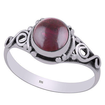 Beautiful Coil Wire Work Around Garnet Round Shape 925 Sterling Solid Silver Ring - R3403021-22