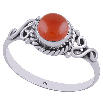 Gorgeous Textured Wire Work Around Carnelian Round Shape 925 Sterling Solid Silver Ring - R3403022-6