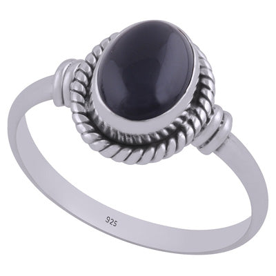 Handcrafted Textured Wire Work Around Black Onyx Oval Shape 925 Sterling Solid Silver Ring - R3403023-14