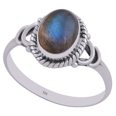 Stunning Handwork Around Labradorite Oval Shape 925 Sterling Solid Silver Ring - R3403024-5