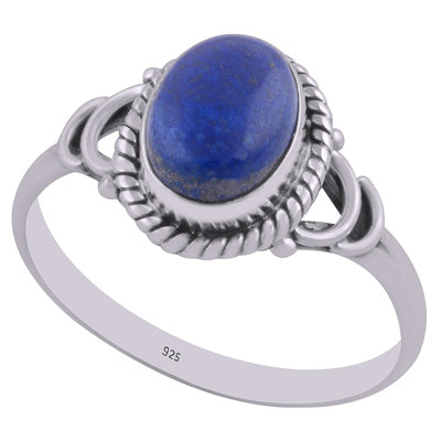 Stunning Handwork Around Lapis Oval Shape 925 Sterling Solid Silver Ring - R3403024-6