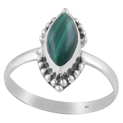 Beautiful Rawa Work Around Malachite Marquise Shape 925 Sterling Solid Silver Ring - R3403025-12