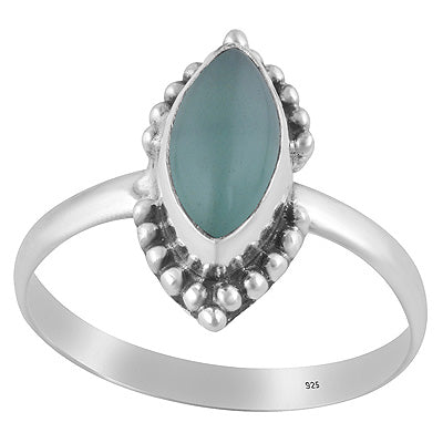 Beautiful Rawa Work Around Aqua Chalcedony Marquise Shape 925 Sterling Solid Silver Ring - R3403025-17