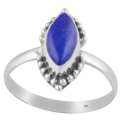 Beautiful Rawa Work Around Lapis Marquise Shape 925 Sterling Solid Silver Ring - R3403025-6