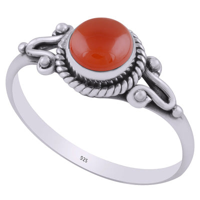 Beautiful Twisted Wire Work Around Carnelian Round Shape 925 Sterling Solid Silver Ring - R3403027-6