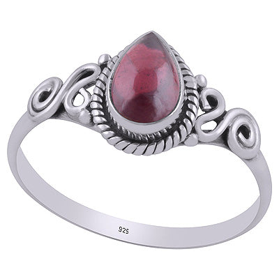 Gorgeous Coiling Work Around Garnet Pear Shape 925 Sterling Solid Silver Ring - R3403028-2