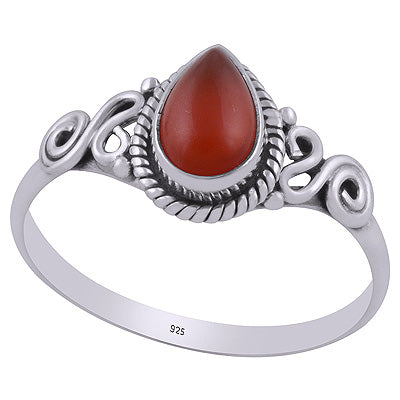 Gorgeous Coiling Work Around Carnelian Pear Shape 925 Sterling Solid Silver Ring - R3403028-6
