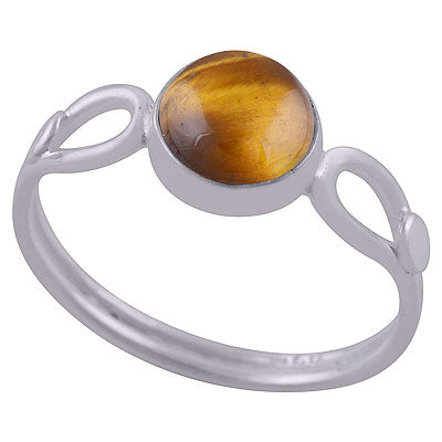 Beautiful Split Shank Around Tiger's Eye Round Shape 925 Sterling Solid Silver Ring - R3403030-10