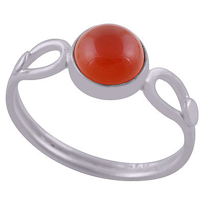 Beautiful Split Shank Around Carnelian Round Shape 925 Sterling Solid Silver Ring - R3403030-6